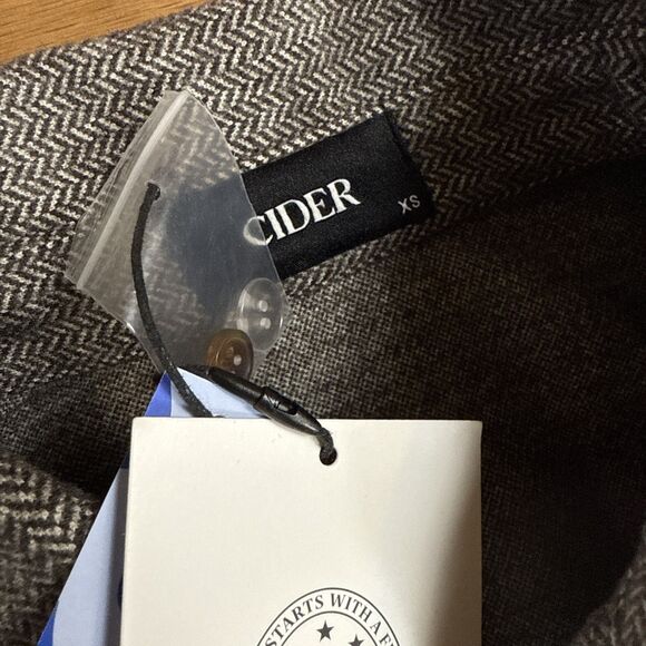 Cider Collar Cinched Waist Jumpsuit XS Tan Houndstooth Pleated NWT - Picture 4 of 10